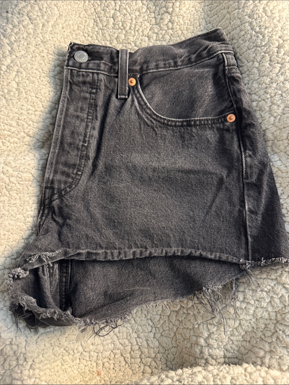 Levi’s 501 Black Distressed Denim Shorts